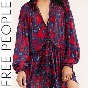 NWT $128R  Free People Love Letter Floral Print Tunic Dress. Size Medium